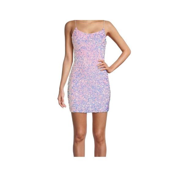 Honey And Rosie Juniors Sequin Slip Dress Multicolor Sparkle Party Large - Picture 1 of 8